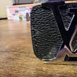 Black Leather Belt with Silver Buckle